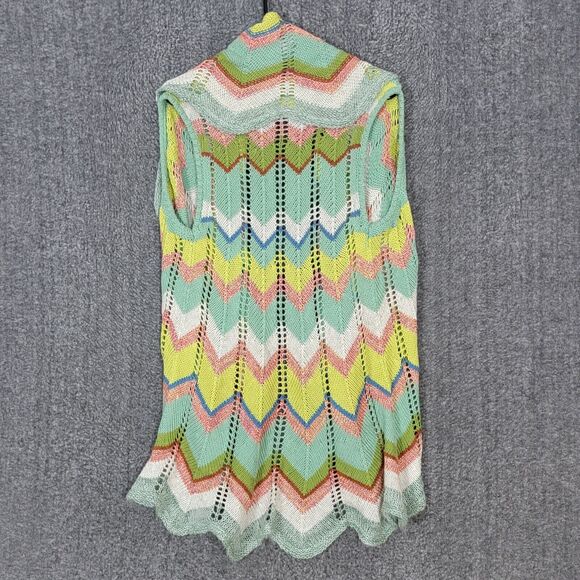 Anthropologie Rosie Neira Sweater Womens XS/S Green Chevron Sleeveless Cardigan - Picture 9 of 15